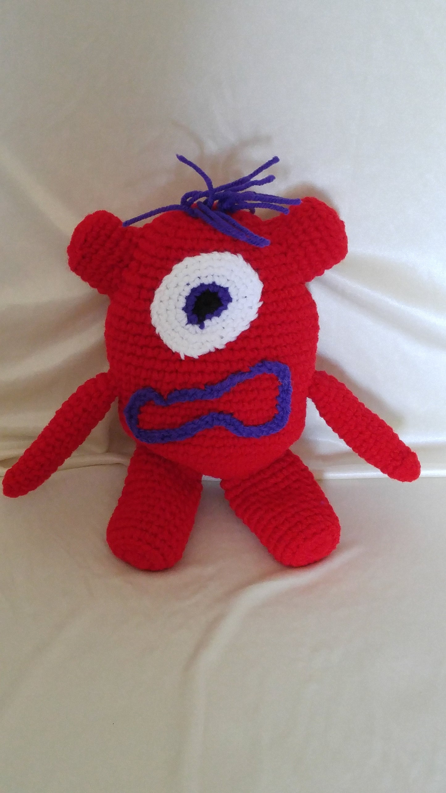Crocheted Red Monster Huggable and Kid friendly