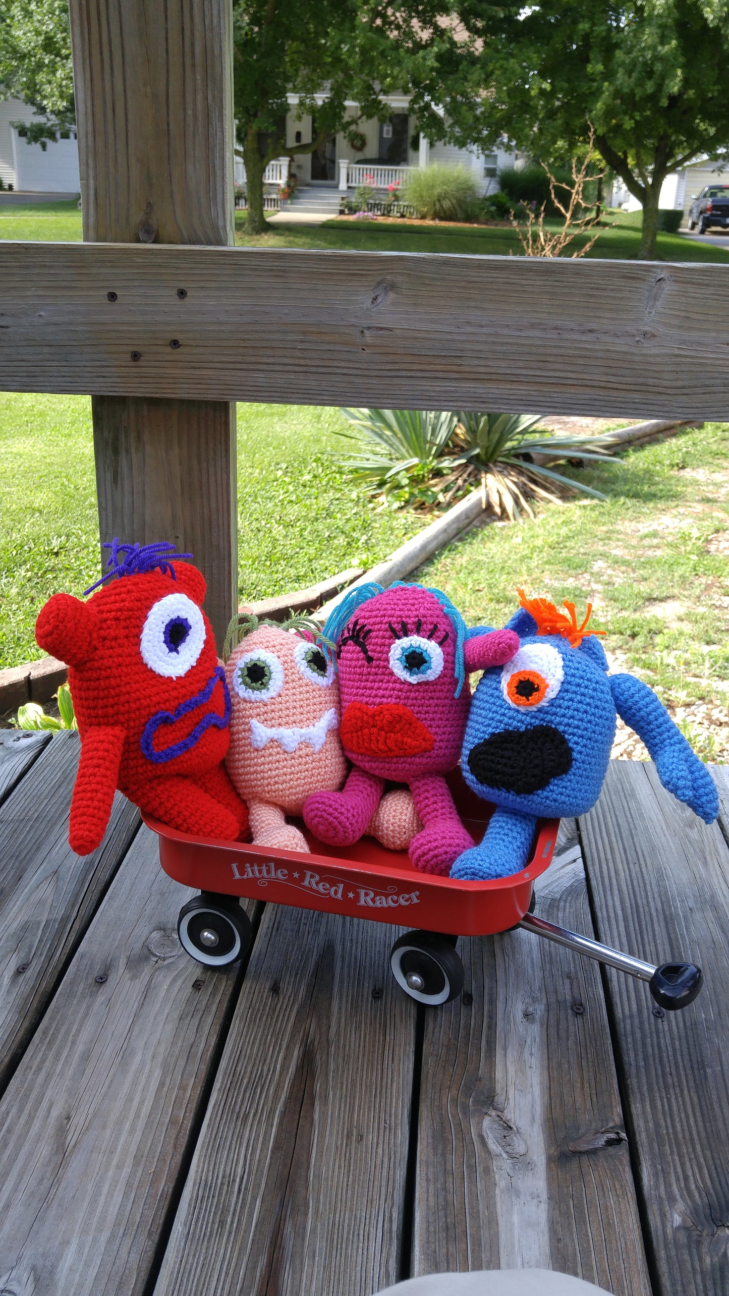 Crocheted Red Monster Huggable and Kid friendly