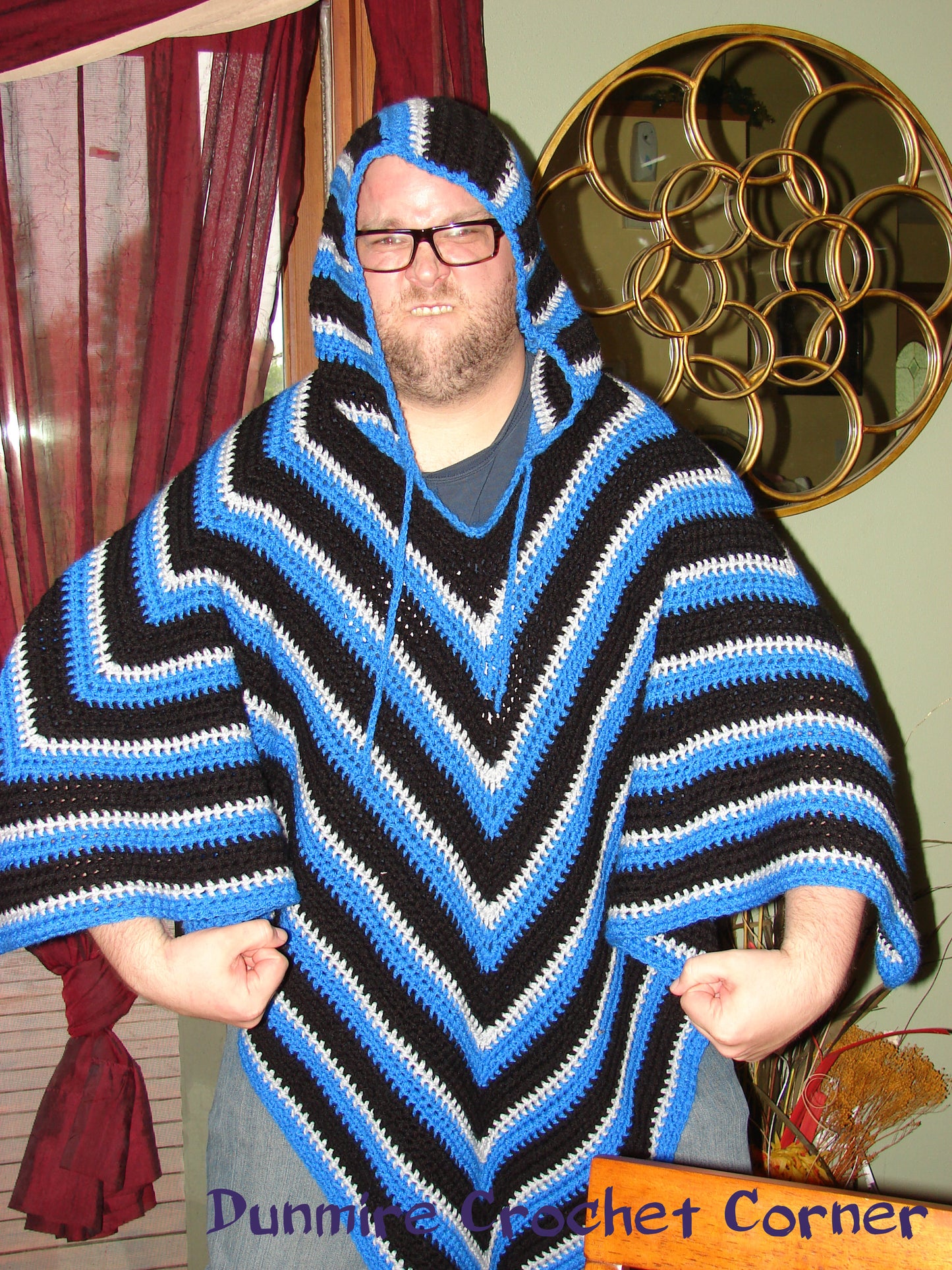 Crochet PDF Pattern For Mens or Womens Hooded Poncho One Size *Instant Download*