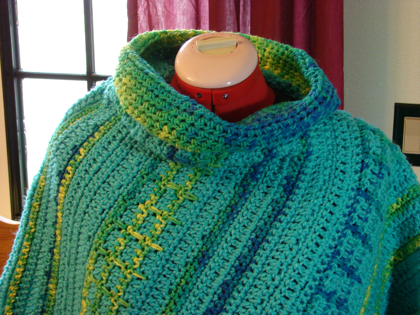 Hand Crochet Women's Sea Breeze Poncho One Size