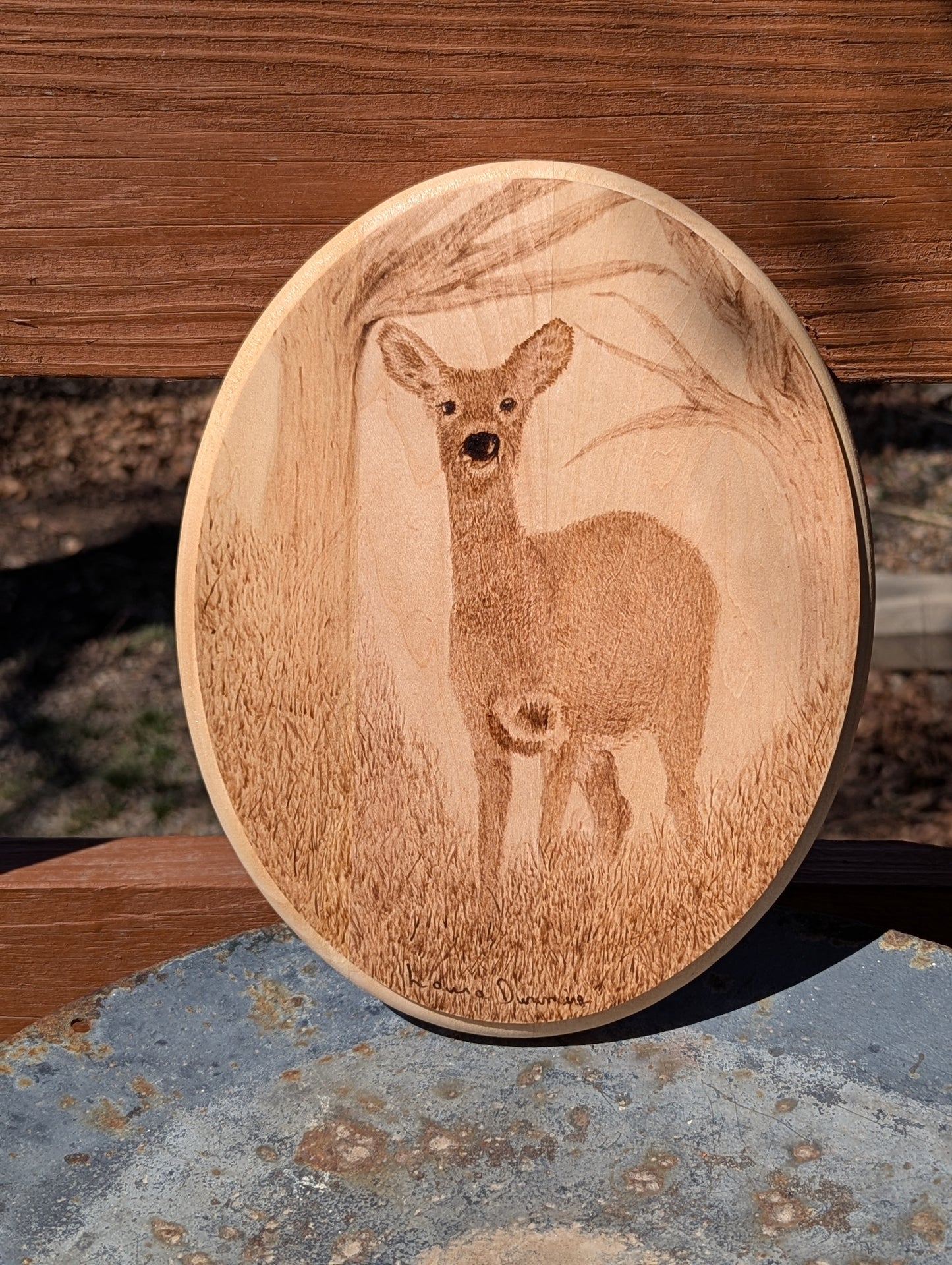 Hand Wood-burned Deer Plaque