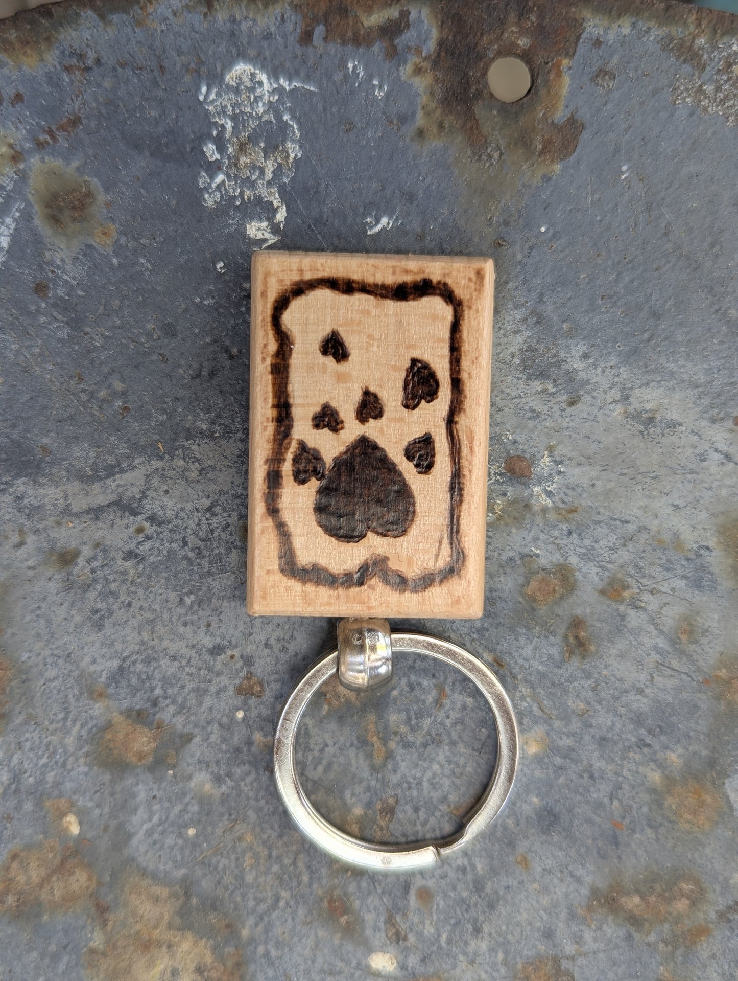Handmade Pyrography Heart Keychain – Rustic Charm with a Loving Touch