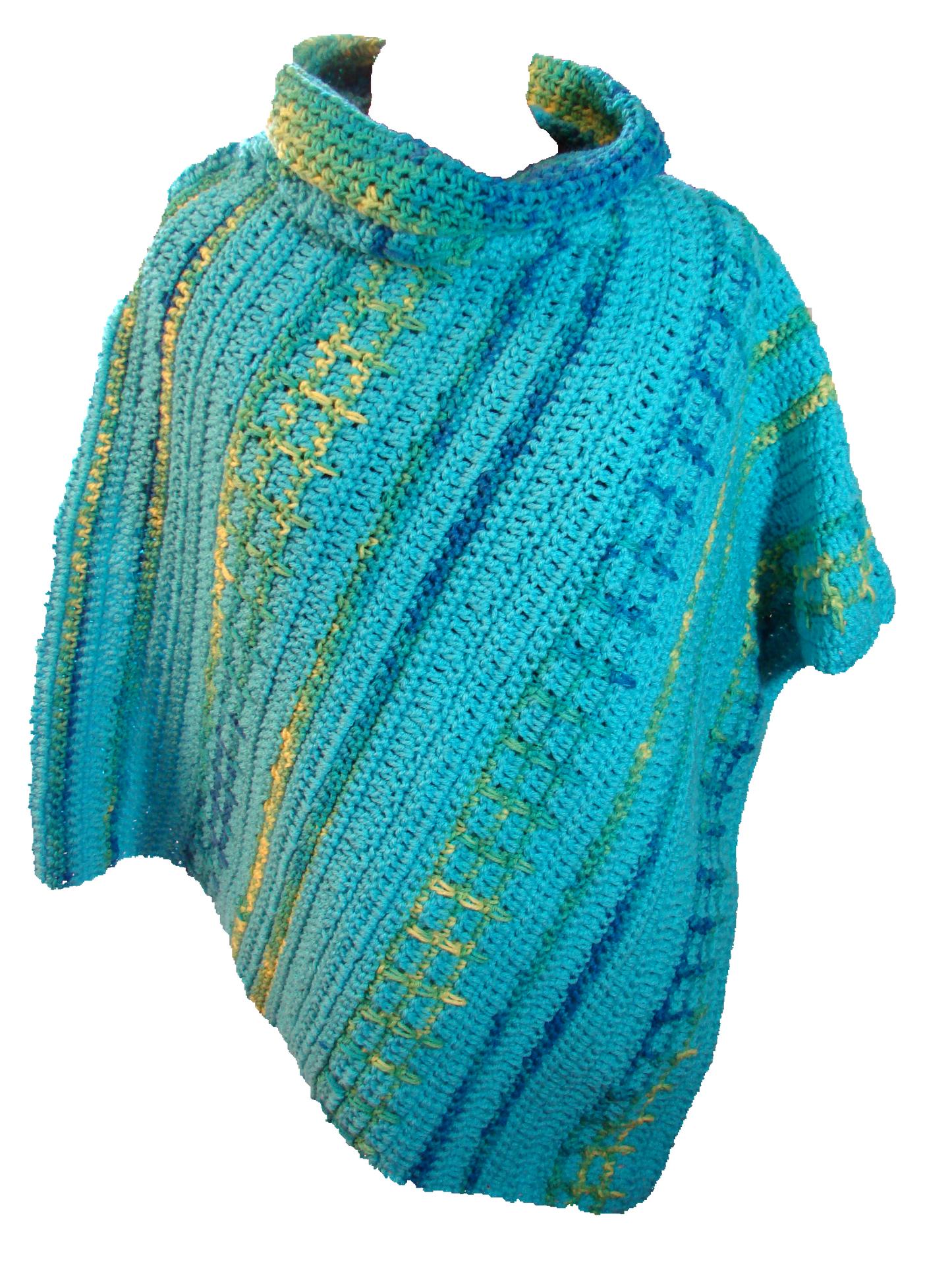 Hand Crochet Women's Sea Breeze Poncho One Size