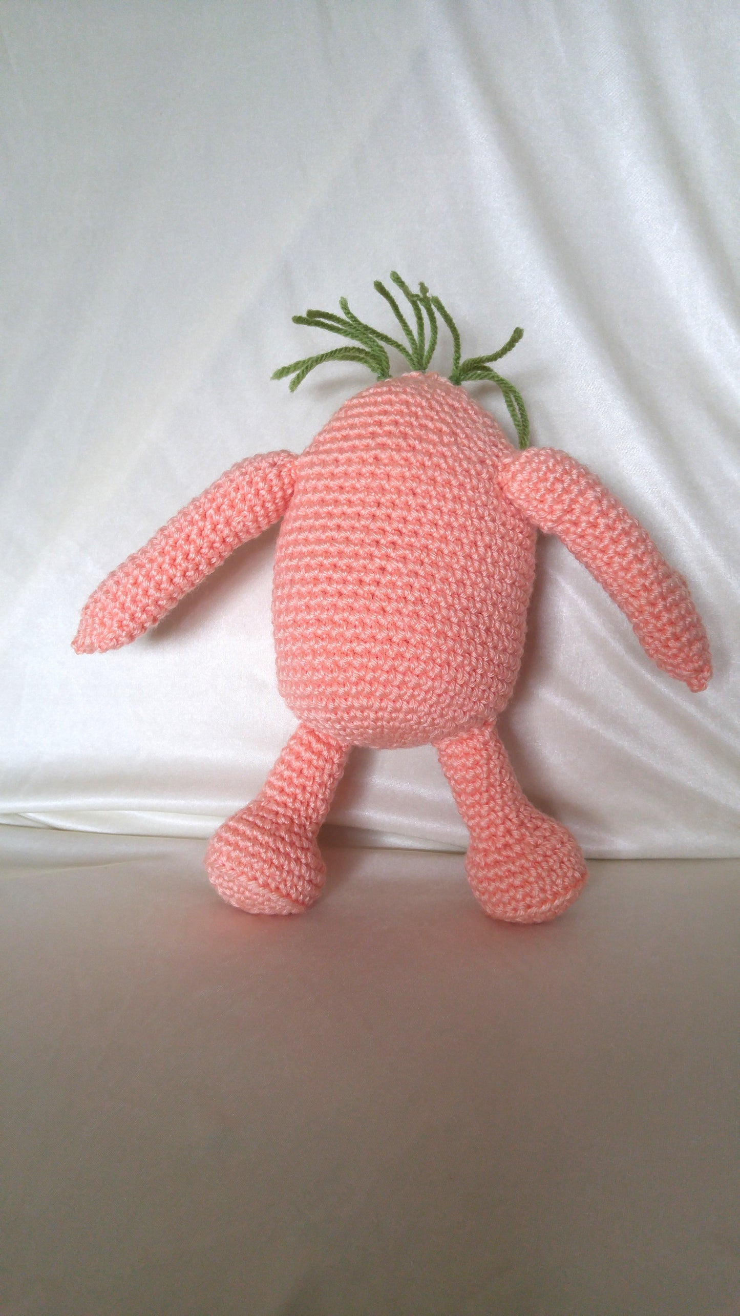 Crocheted Peach Monster, Huggable and Kid friendly