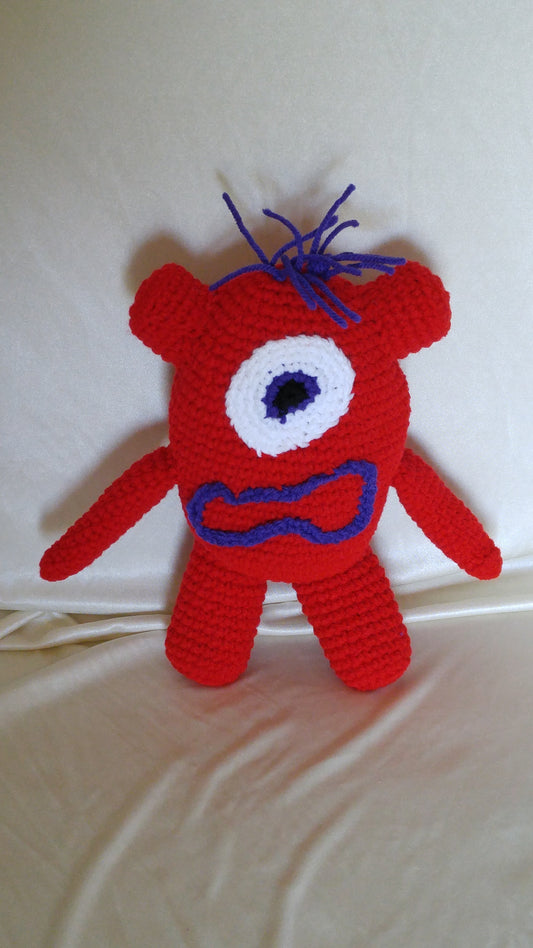 Crocheted Red Monster Huggable and Kid friendly