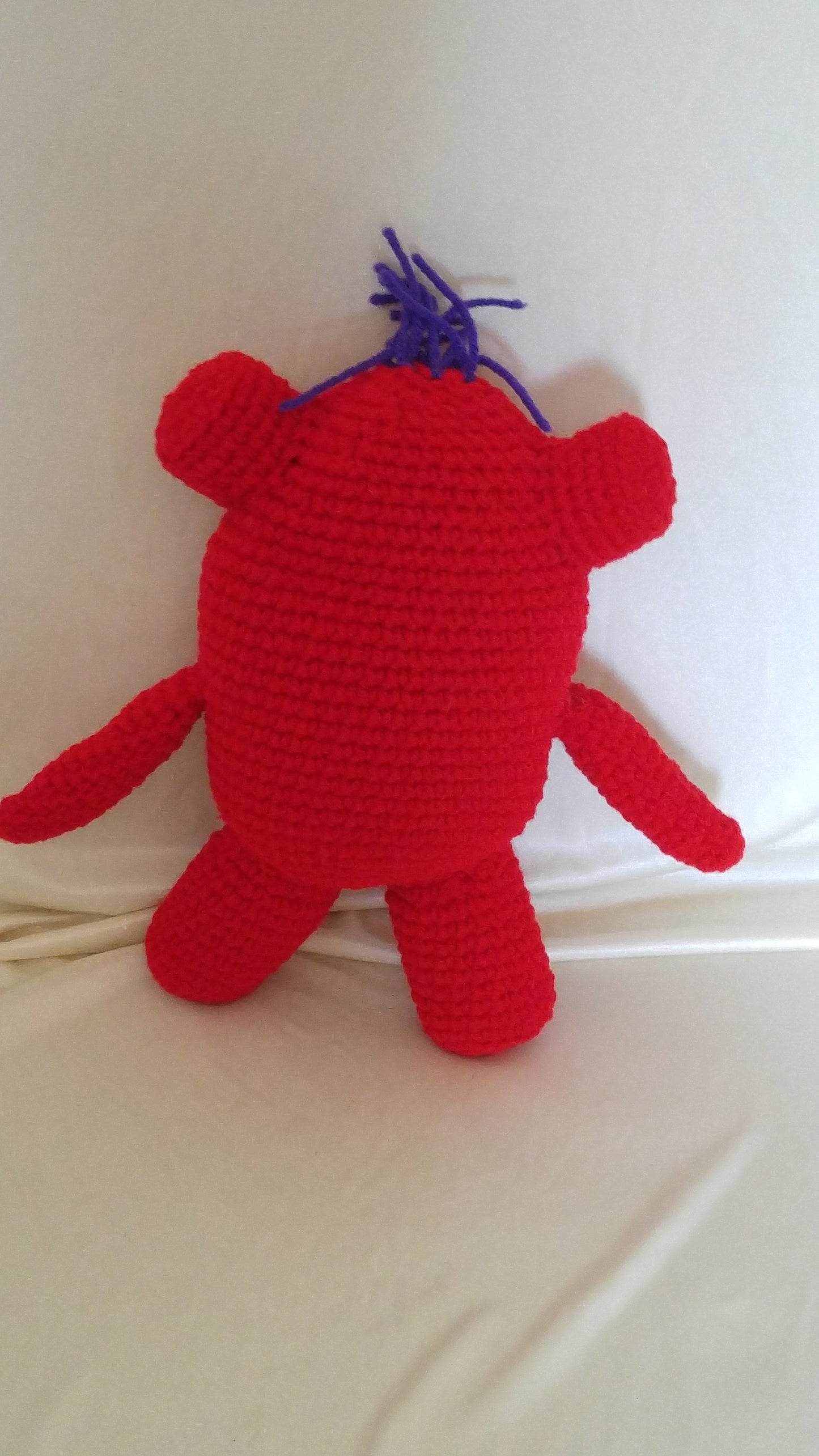 Crocheted Red Monster Huggable and Kid friendly