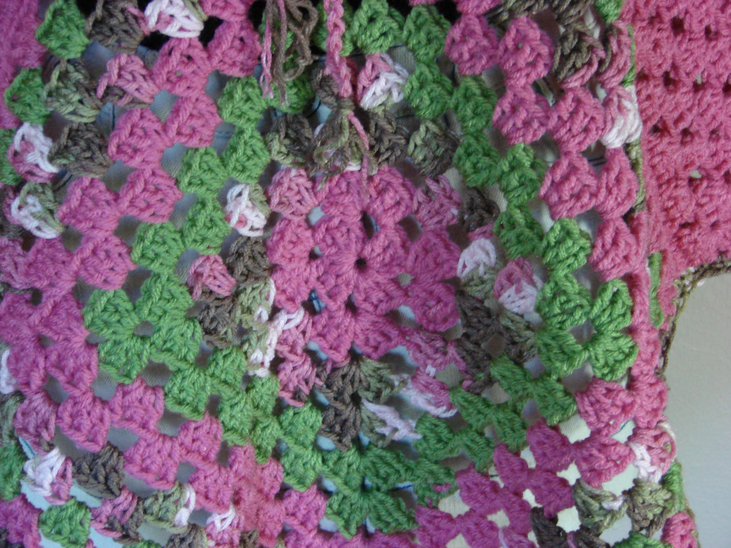 Hand Crochet Rose Color Poncho One Size