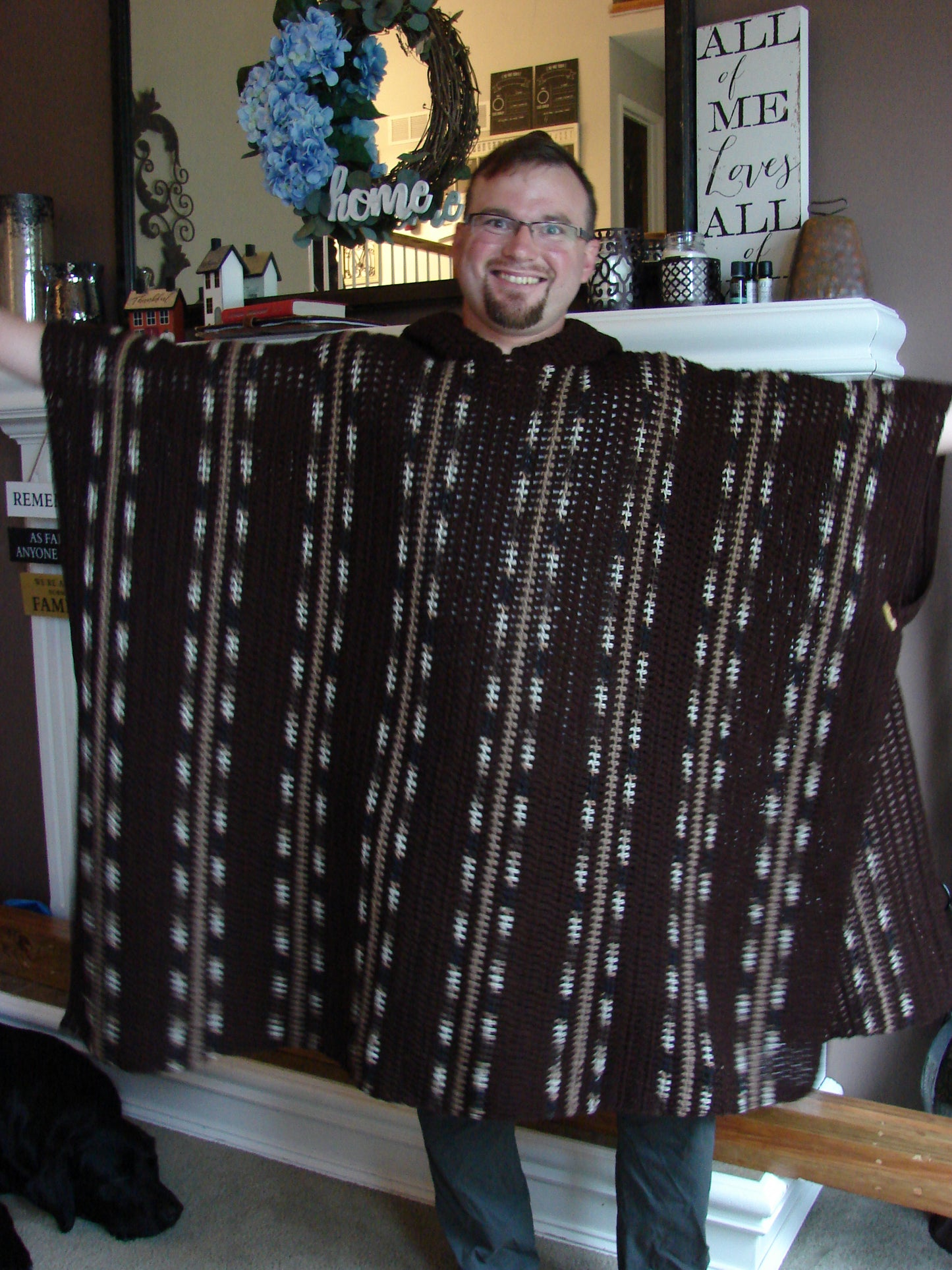 Crochet PDF Pattern For Mens or Womens Long Hooded Poncho One Size  *Instant Download*