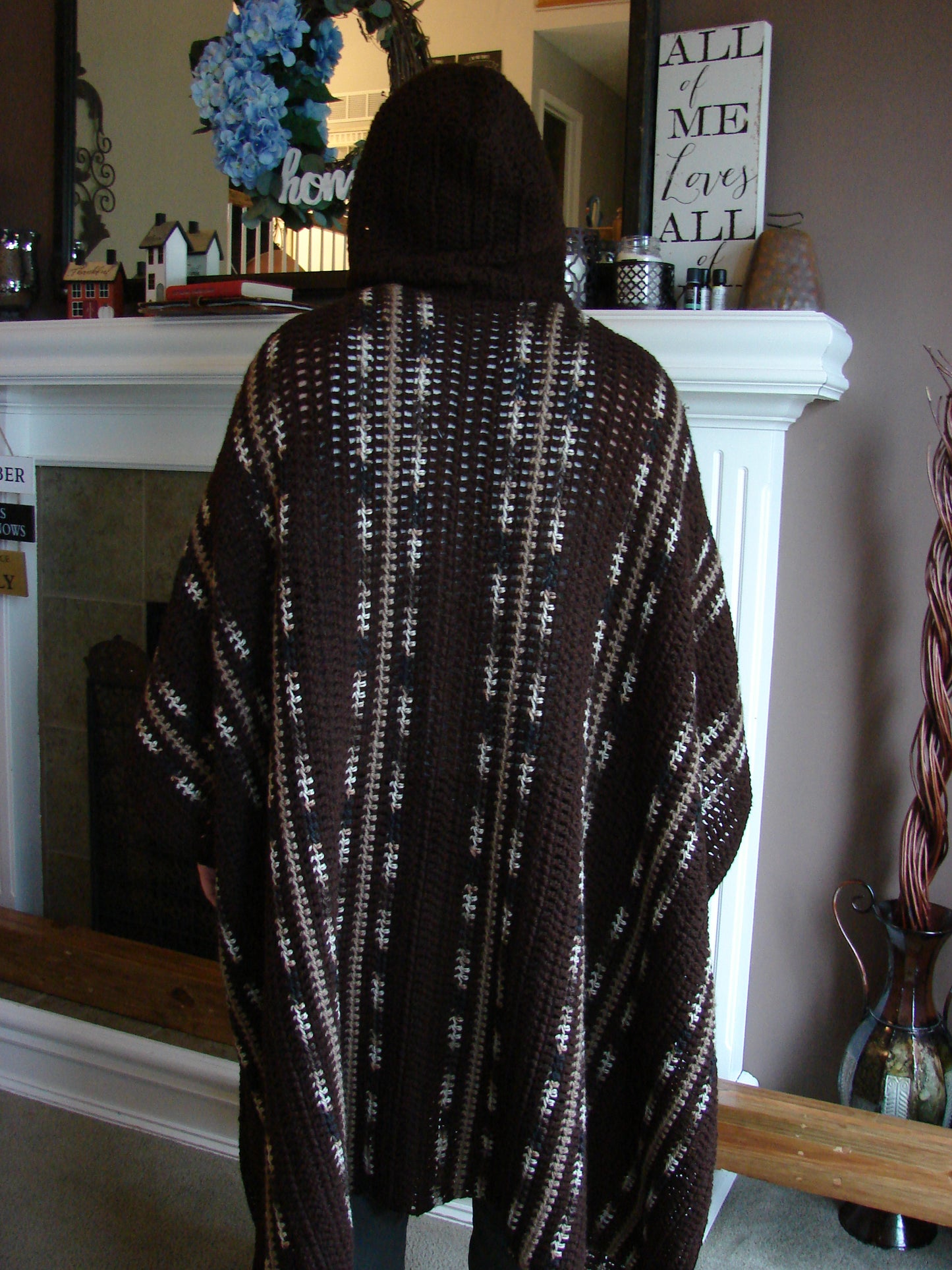 Crochet PDF Pattern For Mens or Womens Long Hooded Poncho One Size  *Instant Download*