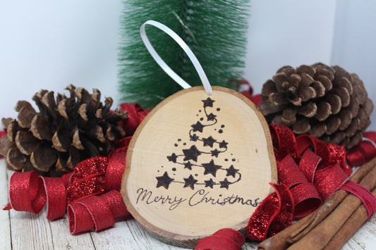 Hand Wood Burned Rustic Ornament Merry Christmas