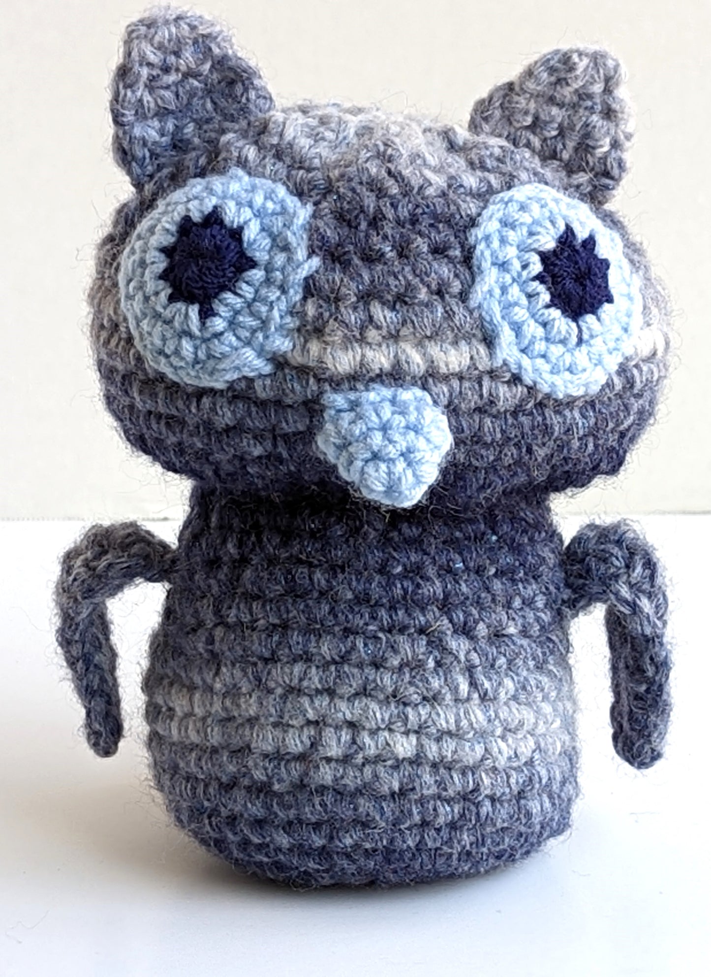 Crocheted Blue Gray Owl, Huggable and Kid friendly