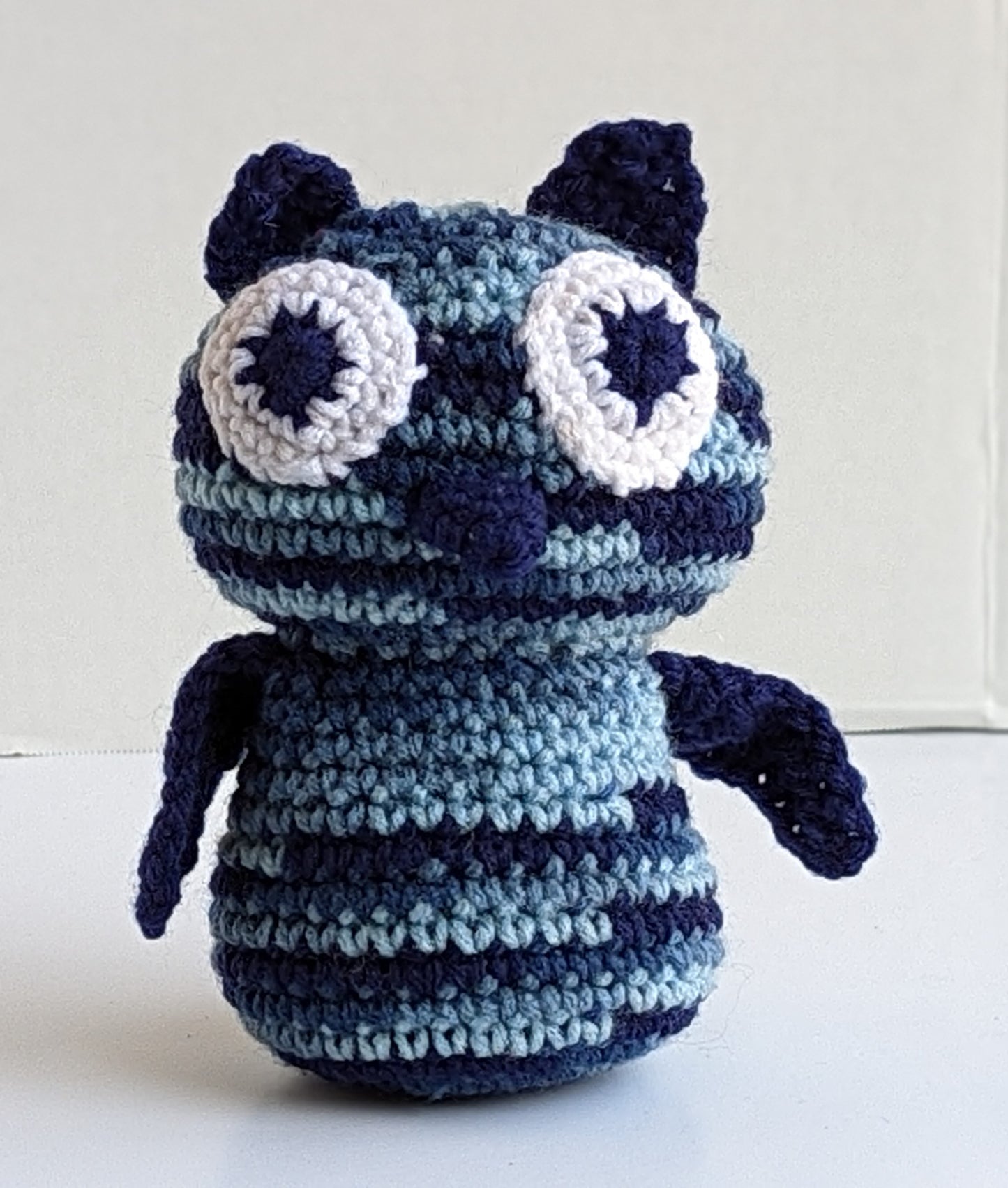 Crocheted Blue Owl, Huggable and Kid friendly