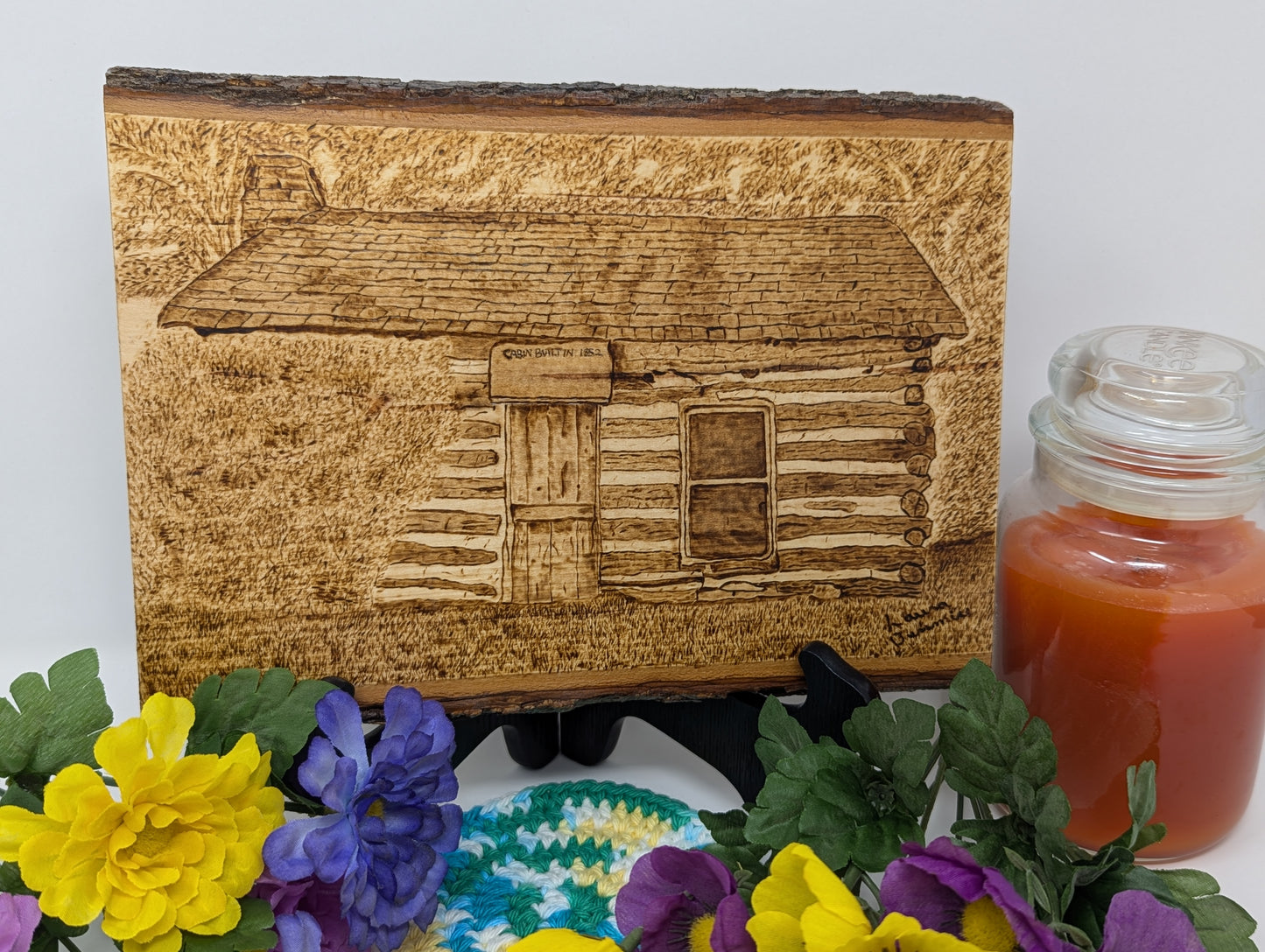 Hand Burned Pyrography Cabin Art