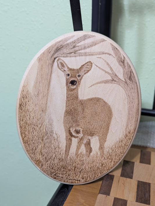 Hand Wood-burned Deer Plaque