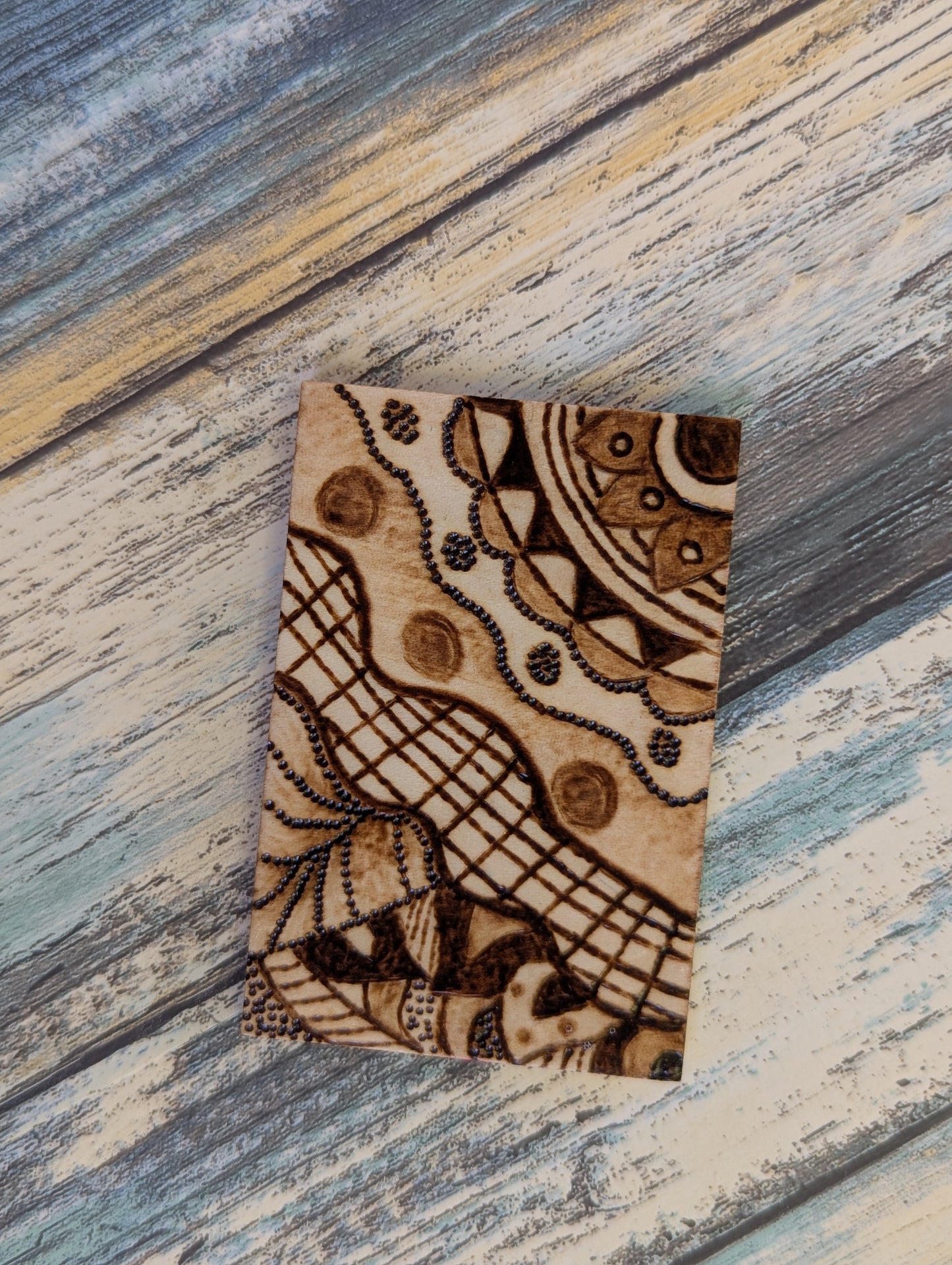 Handcrafted Mandala Pyrography Magnet – 2x3 Inches of Artistic Serenity
