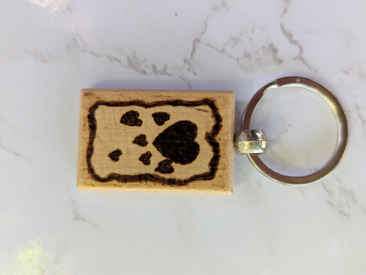 Handmade Pyrography Heart Keychain – Rustic Charm with a Loving Touch