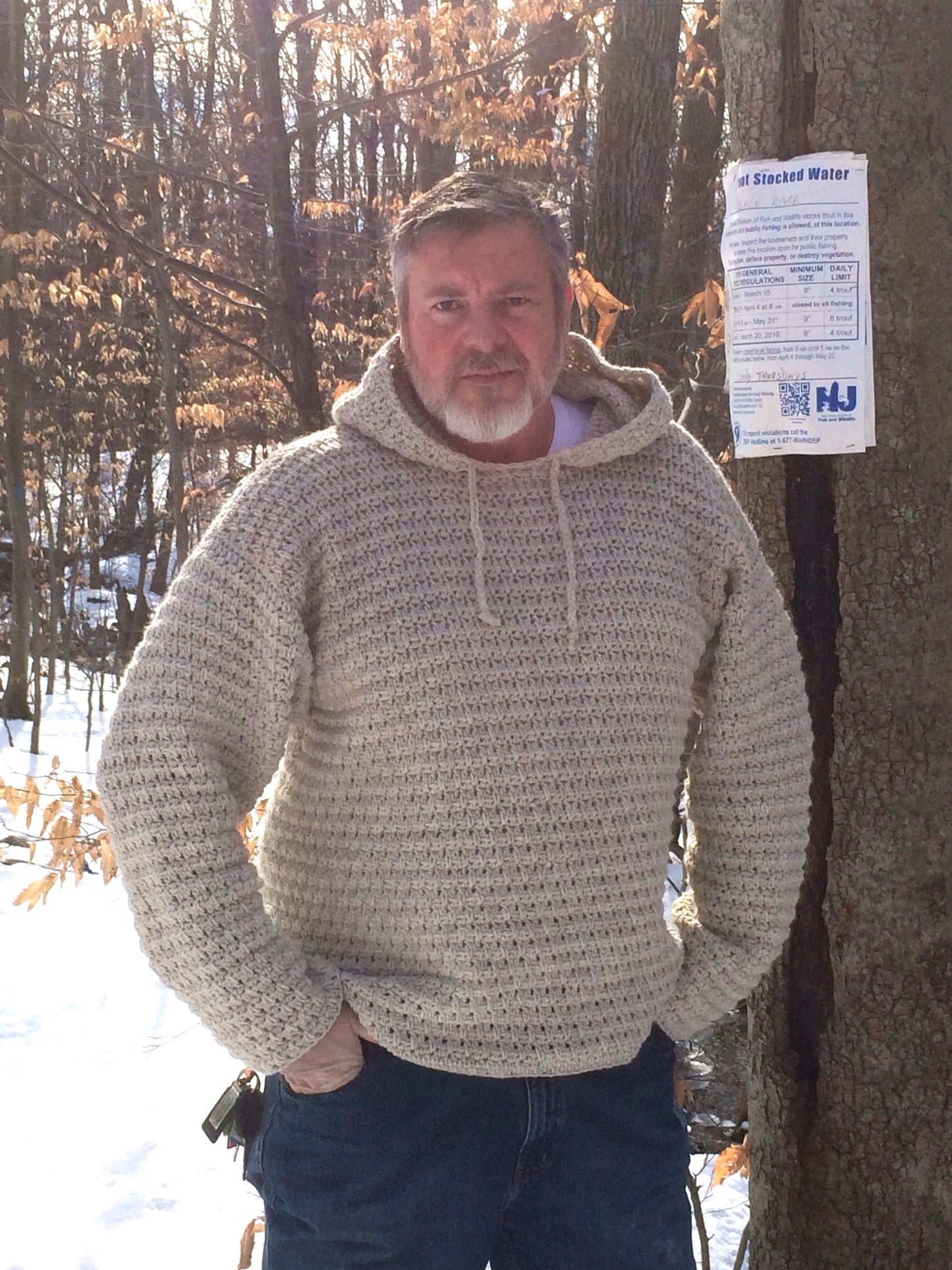 Crochet PDF Pattern For Men's Hooded Sweater Sizes Sm, Med, Lg, XL, XXL *Instant Download*
